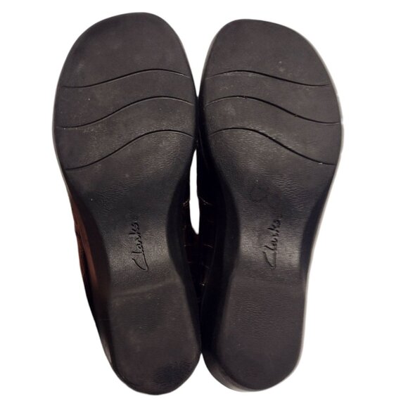 Clarks Collection Womens Brown Croc Pattern Slip-On Loafers Size 8M Alligator - Picture 8 of 9